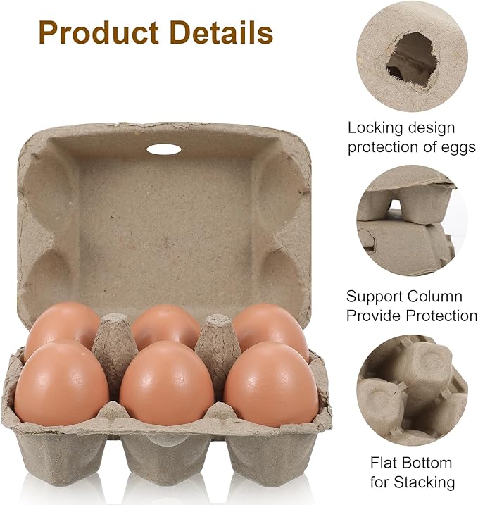 20 PCS Egg Cartons Bulk, Half Dozen Egg Cartons Moisture-Resistant Pulp Reusable Eggs Organizer Vintage Normal Size Eggs Storage for Refrigerator Organization, Crafting and DIY Graffiti