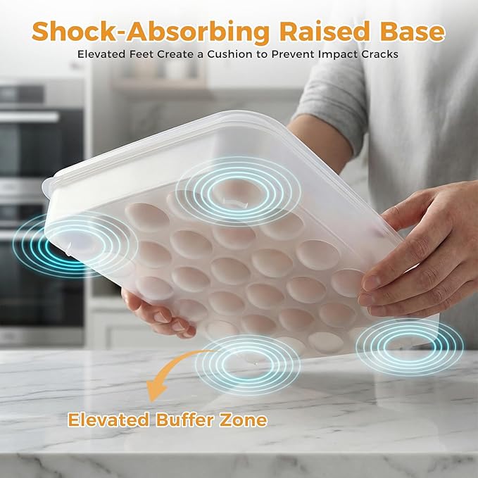 HANSGO Deviled Egg Containers with Lid, Set of 2, Plastic Clear Deviled Egg Tray Holder Carrier for 60 Eggs, Suitable for Refrigerator, Home, Party, Kitchen Supplies, Stackable & Portable