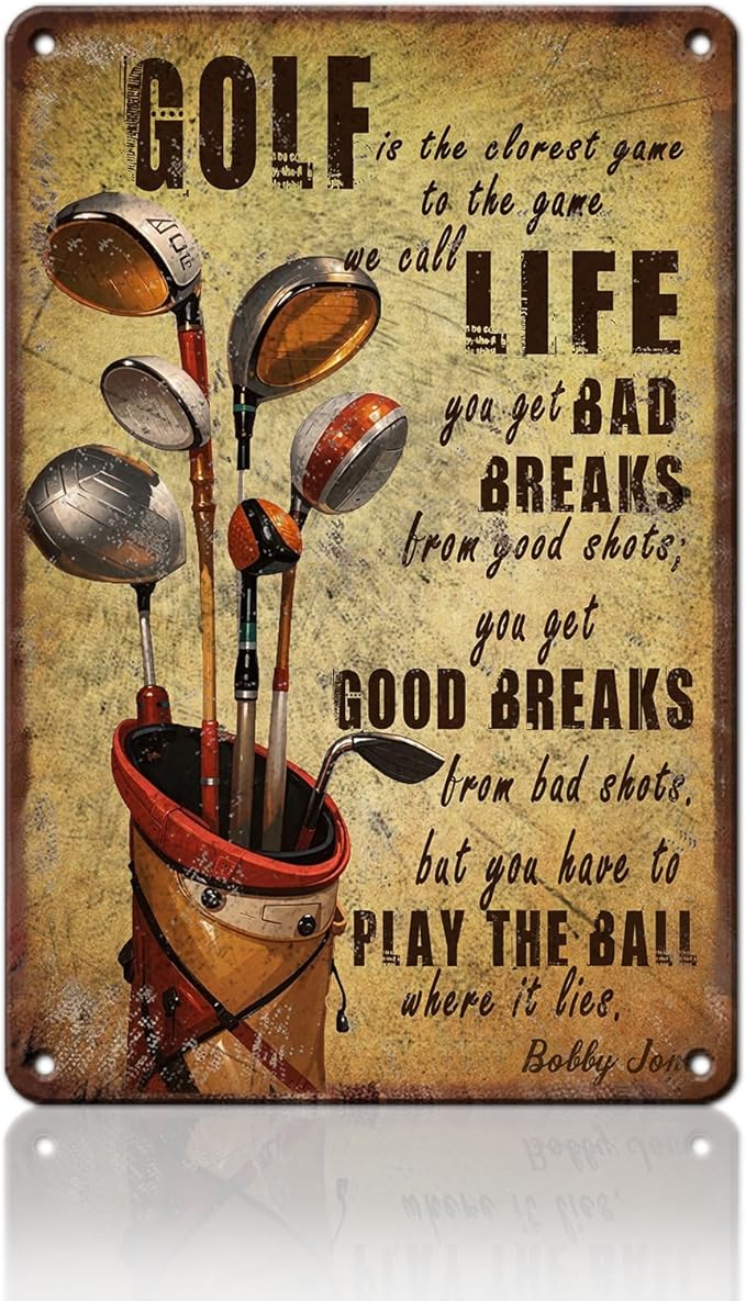 Golf Metal Tin Sign Golf Tin Poster Wall Decor 12x16 Inch Home Club Man Cave Garage Bar Restaurant Decor