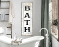 Rustic Wood Plaque Sign Farmhouse Black & White Bath Modern Bathroom Signs for Men Women Wall Art Decor for Home Decor Country Bathoom Bedroom Art Wall Door Bars Clubs Cafes 4" x 16"