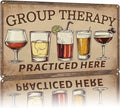 Vintage Metal Sign Group Therapy Practiced Here Tin Sign Funny Walll Decor for Bar Kitchen Pubs Cafe Home Garage 12×8 Inch