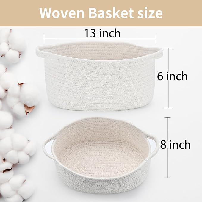 Cute Woven Easter Basket with Handle, Baskets for Gifts Empty, Present Containers for Raffle Baby Shower Burr Basket, Decorative Organizer Box for Storage Baby Toy, 13" D x 8" W x 6" H