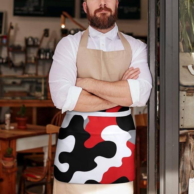 Unisex Apron for Cooking Server Waitress Half Waist Apron with 3 Pockets
