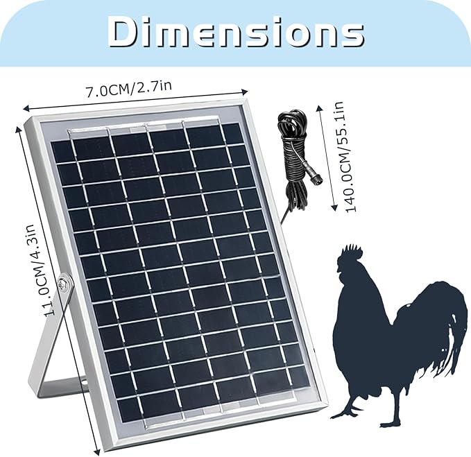 Solar Power Panel - Empower Coop Door with a 6W 6V Solar Panel Accessory - Effortless Setup, Simplified Installation, and Efficient Energy for Optimal Poultry Protection