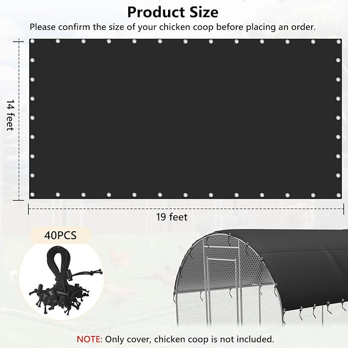 COSHNIBI Chicken Coop Cover, Equipped with Adjustable Elastic Rope, Suitable for Three-Unit Large Metal Chicken Houses, Waterproof and Sunproof Chicken House Sunshade Cloth, Only Cover