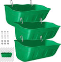 Hanging Chicken Feeders,Duck Feeder Waterer,Small Feed Trough 1.3 Quart 3 Pack,Hanging Fence Feed Trough for Poultry,Green