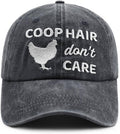Coop Hair Don't Care Hat Hat for Men Women, Funny Adjustable Cotton Embroidered Farm Chicken Lovers Baseball Cap