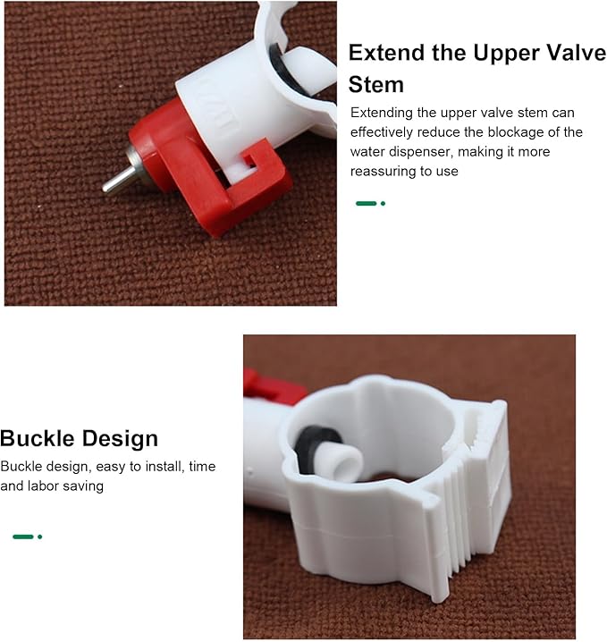 Chicken Waterer Nipples, Durable Steel Ball Valve, Automatic Drinking Spout, Clip 25mm Pipe, Farm Waterer for Chickens, Ducks, Geese, Poultry Drinking System, Farm