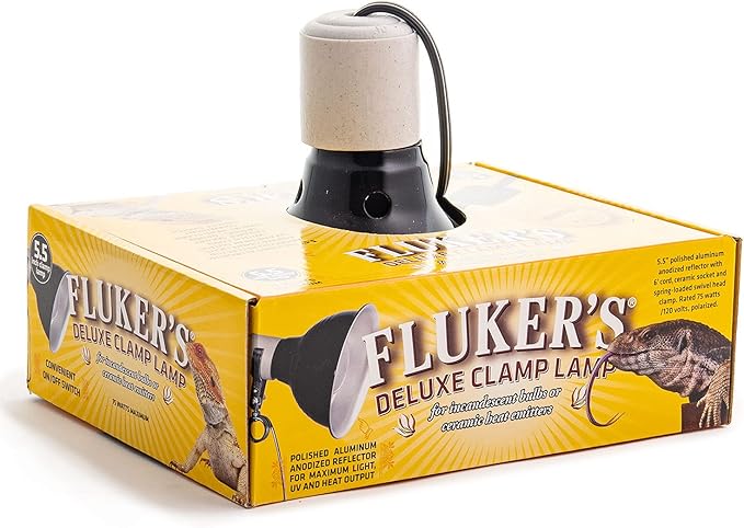 Fluker's Clamp Lamp, Heavy Duty, 75-Watt Maximum | On/Off Switch | 5.5" Diameter | Pack of 2 | UL/CUL Approved