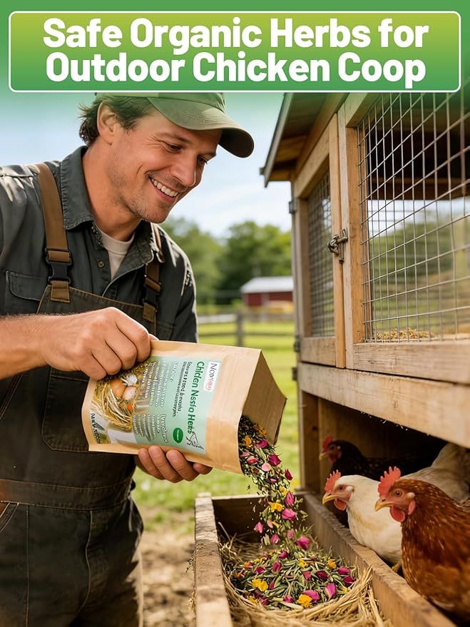 Chicken Nesting Herbs for Outdoor Indoor Chicken Coop - 7OZ Natural Egg-Laying Box Feed Herbs in Premixed 6 Dried Flower Herb for Freshening Bedding Promote Egg Production