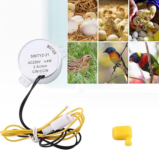 Joyzan Egg Turner Motor, AC Chicken Rotator Incubator Automatic Turntable Hatching Tool Small Guide Accessory Connector CW CCW Dual Working Modes Incubating Electric Ducks Goose Bird Tray Quail 220V