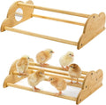 Frcctre 2 Pack Bamboo Chicken Perch, Freestanding Roosting Bar Set Baby Chick Stand Training Perch Chicken Jungle Gym with Built-in Mirrors for Brooder, Coop, Hens