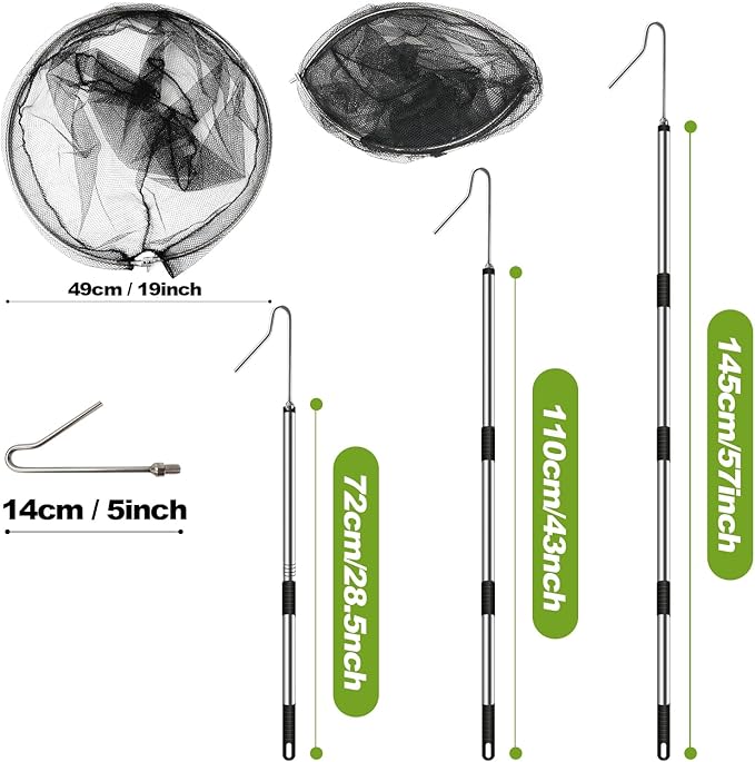 Chicken Catching Net, Chicken Catcher Leg Hook with Extendable Stainless Steel Handle (28.5" to 76"), Poultry Catcher for Catching Small Animals, Duck, Goose, Bird, Skunk Bat and Fish net