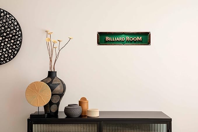 Vintage Tin Billiard Room Sign Retro Metal Sign Suitable For Home Street Shop Billiard Room - Multi-Purpose For Indoor Use Plaque 4x16 Inch