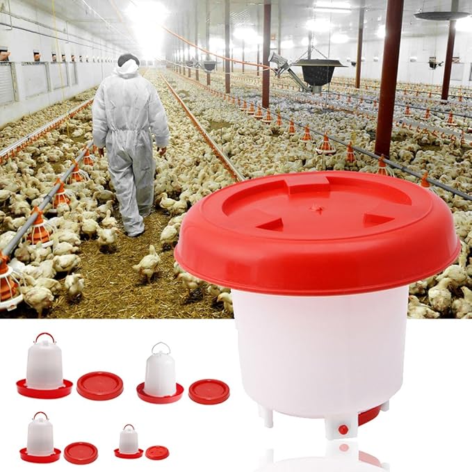 Chicken Feeder Waterer Baby Chick Drinker Feeder with Carrying Handle Capacity 2.5 L Chicken Water Feeder Pet Supplies