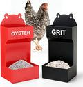 2 Pack Chicken Oyster Shell Feeder and Grit Feeder, Metal Hanging Chicken Feeder and Chicken Coop Accessories Improve Eggshell Quality and Hen Health