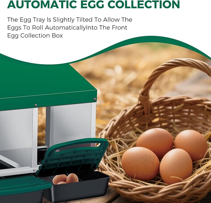 Chicken Nesting Boxes with Cleanable Pull-Out Trays, 4-Hole Wall Mount Roll Away Nest for Easy Cleaning & Egg Collection