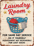 Vintage Laundry Room Metal Tin Sign Retro Styled Wall Art for Bathroom Decor and Utility Room Wall Display 12X16Inch