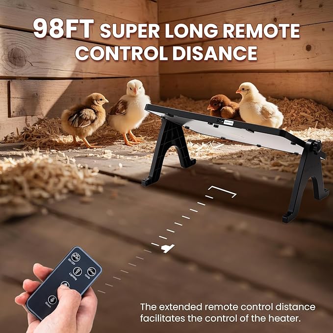 NEWTRY Chicken Coop Heater for Winter, 200W Dual-Sided Heating, Remote Control & Temp Adjustable Large Heat Warmer for Chickens, Ducks, Geese, Cats & Dogs