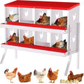 Chicken Nesting Box, 8 Compartment Metal Chicken Nesting Boxes for Chicken Coop, Easy Egg Collection, Easy Cleaning, Chicken Laying Boxes with Bracket Legs for Hens, Red