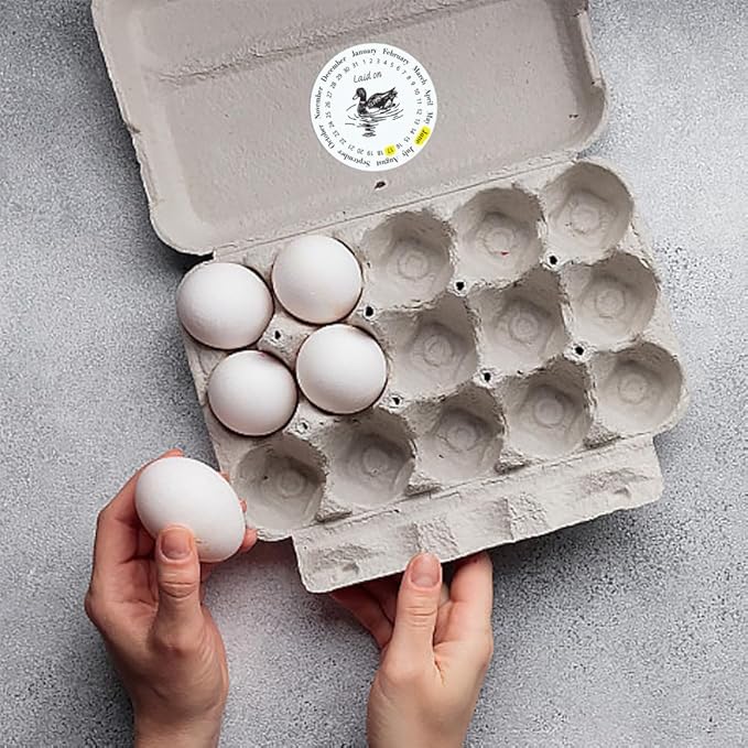 320 Pcs Duck Egg Laid on Stickers, 2 Inch Round Farm Fresh Eggs Sticker Round Eggs Stickers PET Adhesive Egg Packaging Sticker for Box Container Carton Farm Supplies