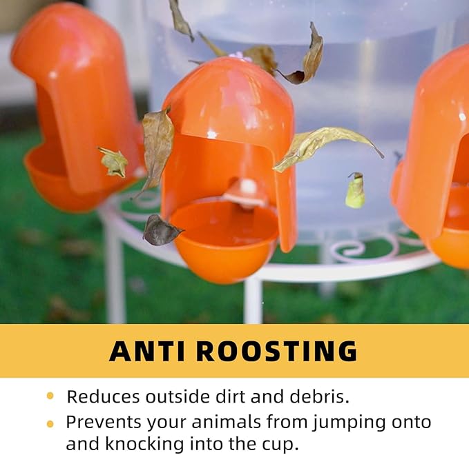 Chicken Waterer Cups Automatic (5 Pack), 2.9’’ Large Poultry Waterer Cups with Anti-Dirt Cover, Suitable for Chicks, Quail, Duck, Goose, Turkey, Rabbit and Bunny - (Orange)