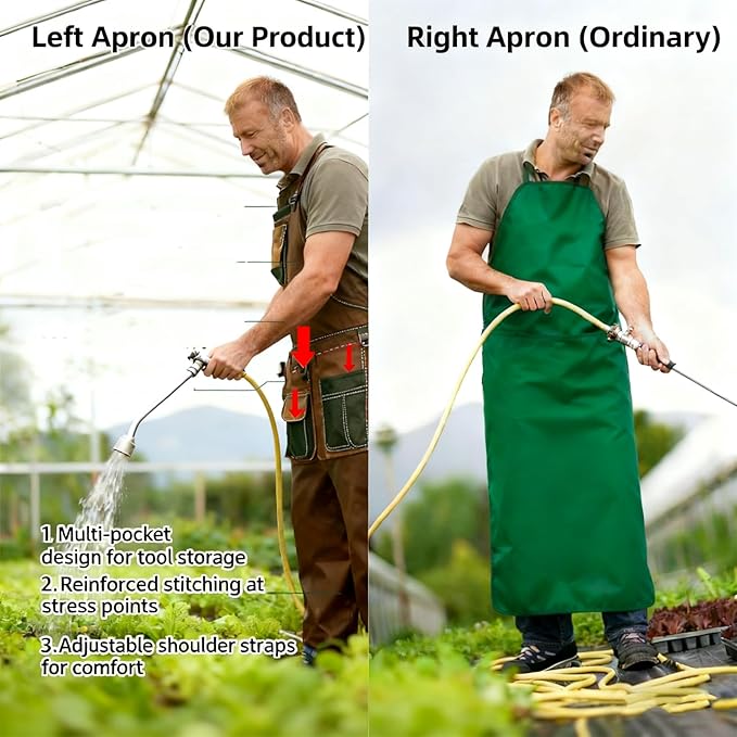 Gardening Apron with Pockets for Women & Men, With Adjustable Straps,Ideal for Gardening, Cooking, Painting