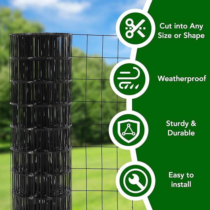 16 Gauge Hardware Cloth 2In x 3In Mesh 24In x 50Ft – Galvanized Welded Wire Mesh Roll | Black Chicken Wire Fence for Poultry, Yard Farm Garden Animal & Plant Protection Fencing