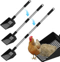 Owfeel Chicken Poop Scooper, 20 to 40.6" Long Chicken Coop Cleaning Tools with Stainless Steel Handle, 3 in 1 Multifunctional Stretchable Heavy-Duty Litter Sifting Shovel Chicken Coop Accessories