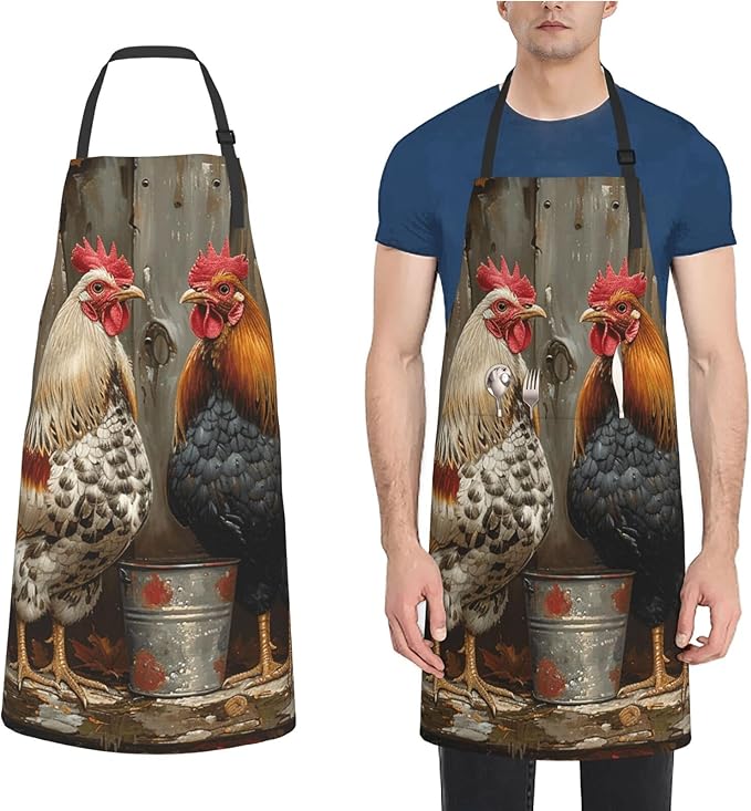 Kitchen Aprons for Men Women Waterproof Apron with 2 Pockets Cool Steampunk Gears Apron Adjustable Bib Aprons