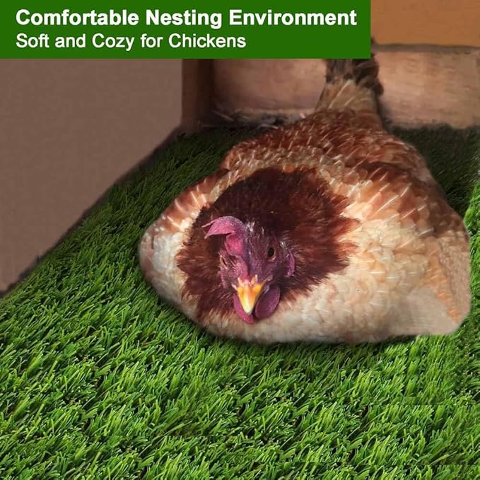 Washable Nesting Pads for Chicken Coop - 6 Pack 12"x12"x1.2" Chicken Laying Box Pads - Durable, Soft, Thick Artificial Grass Turf Mats for Nesting Boxes, Indoor/Outdoor Synthetic Bedding