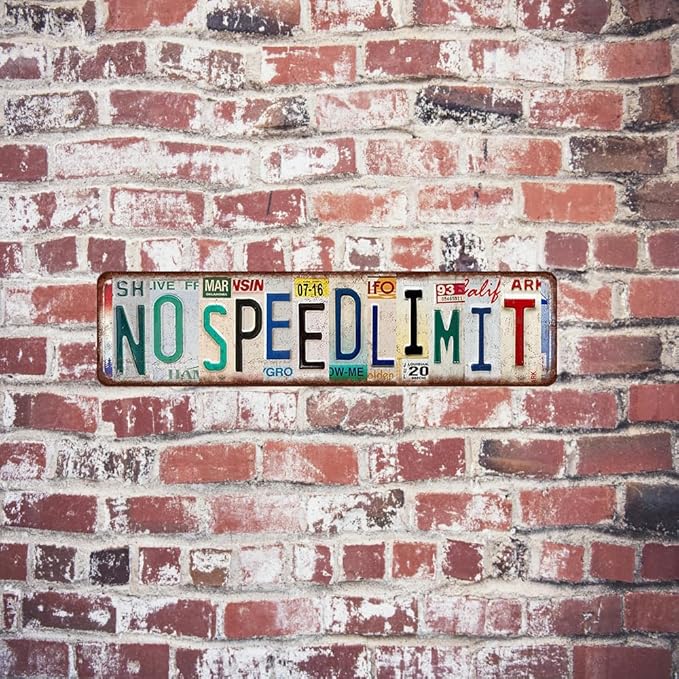 No Speed Limit Signs Boys Gifts Vintage Metal Tin Sign Funny Garage Decor Man Cave Room Decor Home Bar Bedroom Wall Art Decor 4 X16 Inches