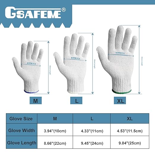 GSAFEME 12 Pairs Cotton Glove Liners for BBQ, Cooking, Grilling, Food Handling - Safety Work Gloves Hand Saver, Medium