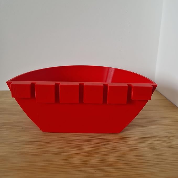 Hanging Poultry Feeder for Chickens and Ducks, Gravity-Feed Distributor, Pet Feed and Water Bowl for 19mm and 25mm Wire Grids (Red, 25mm)
