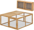 MoNiBloom Foldable Chicken Run Wood Chicken Coop Rabbit Hutch No Assembly Required Indoor/Outdoor Small Animal Nesting Box Habitat Enclosure Spacious Pet Playpen, 45.5" L x 42.5" W x 20" H, Natural