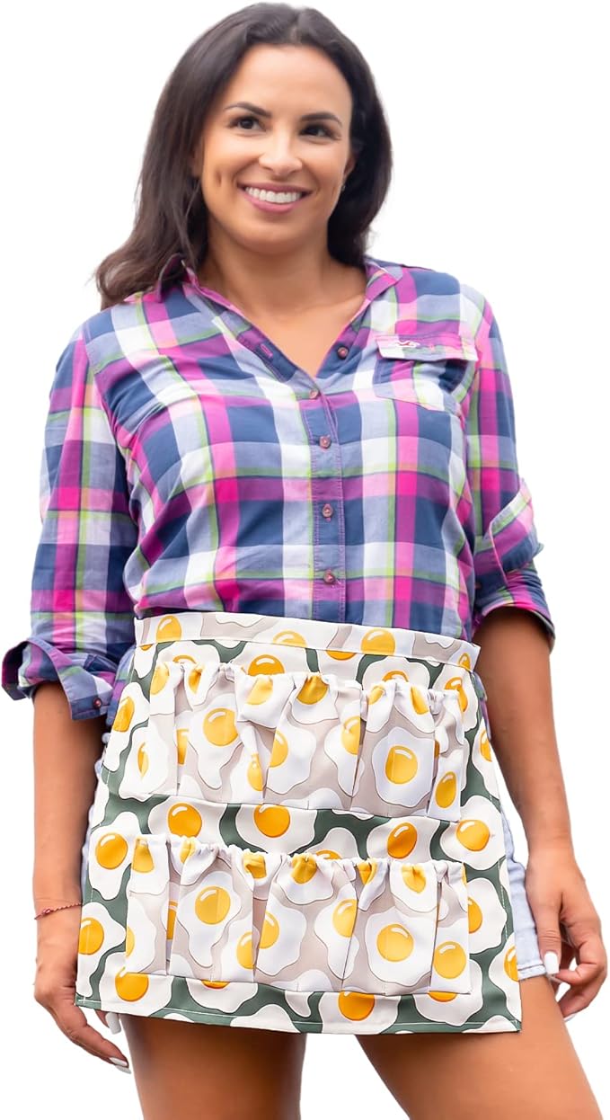 Egg Apron, Egg Collecting Egg Gathering Apron for Fresh Eggs Gift for Women Children(8 Pockets Fried Egg)