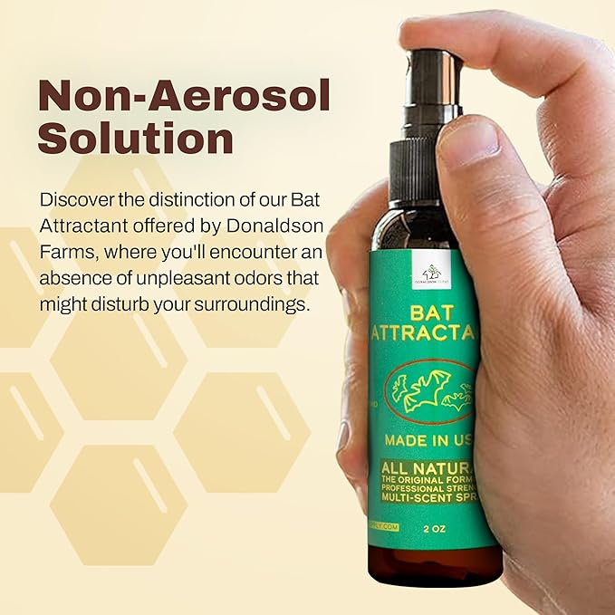 Bat Attractant Spray for Bat House – Nature-Derived Lure and Scent to Attract Bats to Boxes, Wood, and Outdoor Structures or Garden Habitat for Natural Outdoor Use - Made in USA - 2 oz