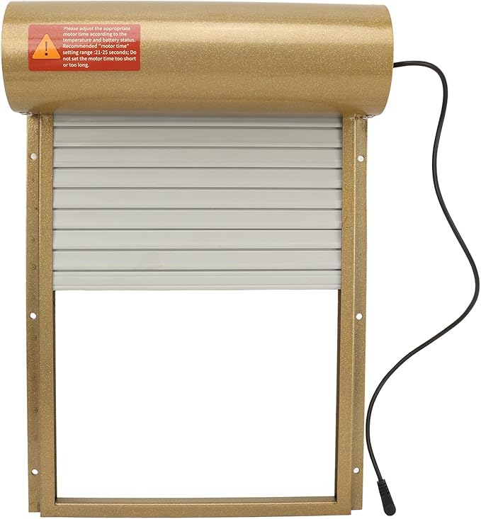 Solar Powered Chicken Coop Door Opener with Timer, Sturdy Metal Material, Timed Mode and Manual Mode to Poultry, LED Display Control (Gold)