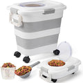 MALLMALL6 Dog Food Storage Container, Collapsible Pet Food Container with Spinner Wheels Scoop and Measuring Cup, Airtight Multifunctional Food Storage Container for Rice Dog Cat Pet Kitchen Dry Food