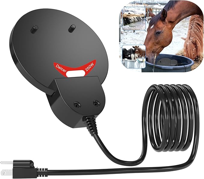 500W De-icer Submersible Bird Bath Heater - Ideal for Livestock, Poultry, Horses, Cows, Birds, Chicken Waterers - Winter Use - Aluminum Cast for Efficiency