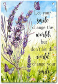 Motivational Wall Decor – Metal Sign Rustic with Lavender Floral Design, Inspirational Quote Tin Sign, Positive Quote Wall Art for Modern Farmhouse or Rustic Home Decor, 8x12 Inch