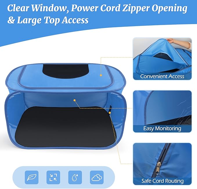 Chicken Brooder Box for Chicks, Pop Up Chick Brooder Kit with Clear Window, Waterproof Mat & Storage Bag, Square Indoor Outdoor Baby Chicken Starter Kit