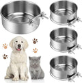 Zopeal 4 Pcs Stainless Steel Dog Bowls for Kennel Hanging 1 Quart Dog Feeder Crate Water Bowl Cage No Spill Puppy Bowls Pet Food Holder for Large and Medium Dogs Guinea Pig Rabbit Chicken Coop Cup