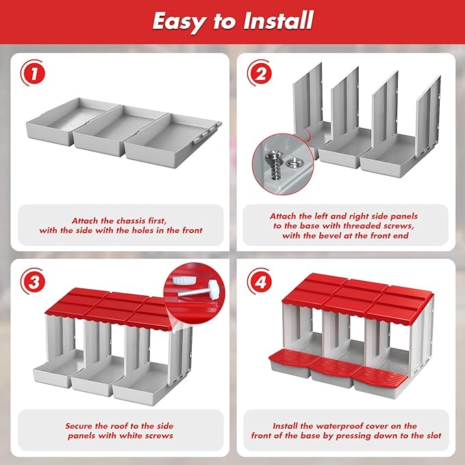 Chicken Nesting Boxes,3 Hole Nesting Box for Chicken Coop, Rolling Egg Collection and Protection Nesting Boxes