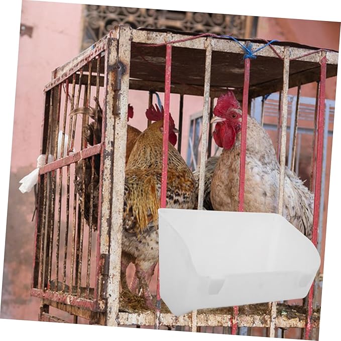 VICASKY 2pcs Hanging Chicken Feeder Plastic Poultry Food Basin for Farm Use for Chickens Pigeons More Capacity