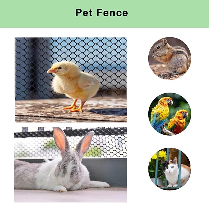 vensovo Plastic Wire Mesh 16IN x 10FT Roll -White Chicken Wire Fencing for Poultry, Gardening Barrier, Balcony Guard for Cats and Dogs, Floral Craft Mesh with 20 Zip Ties