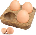 4 Slots Wooden Egg Tray, Egg Holder for Kitchen Refrigerator Countertop Display Or Storage