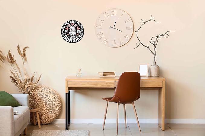 AWISZZZ Love Bunnies Metal Sign 8x8in Round Cute Plaque for Nursery Wall Decor Children's Room Gift