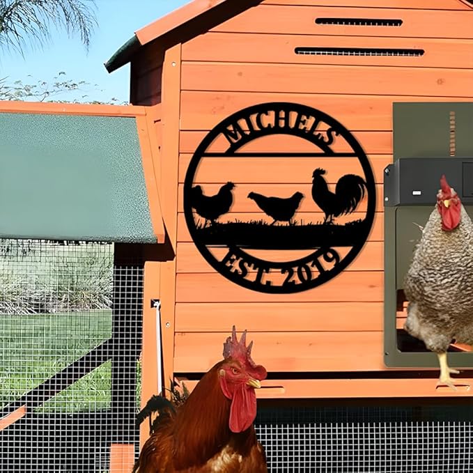 Luxury Personalized Chicken Coop Metal Sign, Custom Metal Chicken Farm Sign, Chicken Sign, Chicken Hen House Sign, Hen Hourse Decorations, Farmer Gifts, Chicken Coop Decor 5