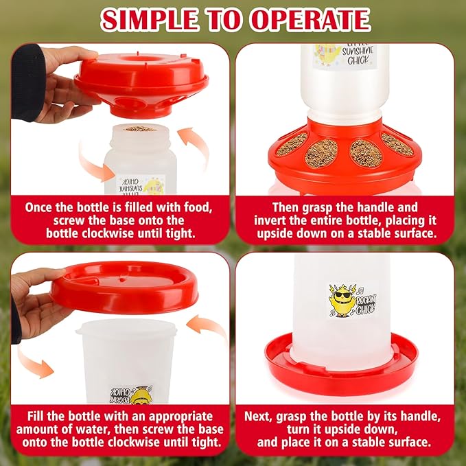Chick Feeder and Waterer Kit with Chick Perch, Cool Chick Feeder and Waterer Set, Baby Chick Starter Kit with Chick Perch for Small Poultry Chicks Ducks Quail Pigeons Birds(RED)